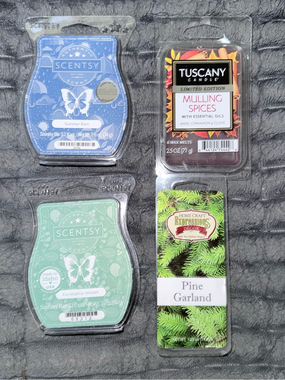Set of 4 Scentsy Tuscany Eucalyptus Wreath Summer Rain Mulling Spices NEW Pine